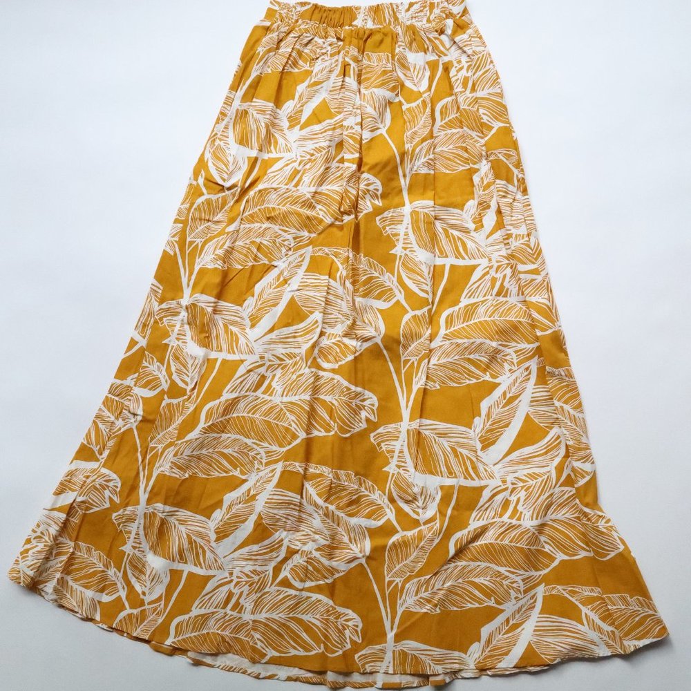 Yellow Floral Print Button Down Cotton Maxi Skirt - Size XS or 2